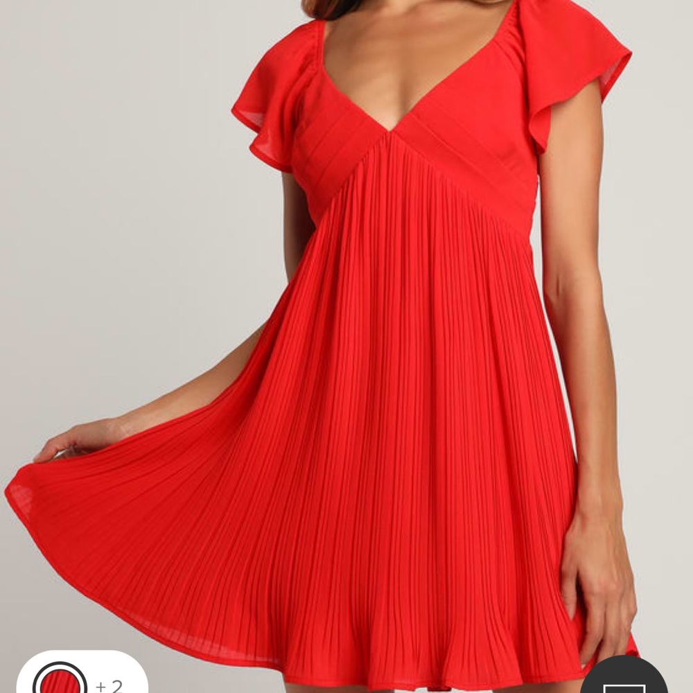 Lulus Amalfi Coast Red Pleated Dress
